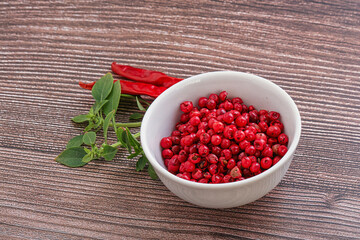 Red pepper seeds in the bowl