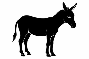 donkey silhouette vector, black donkey silhouette vector illustration on white background