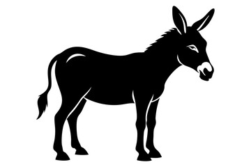 donkey silhouette vector, black donkey silhouette vector illustration on white background