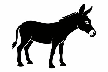 donkey silhouette vector, black donkey silhouette vector illustration on white background