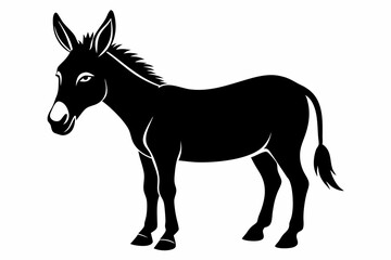 donkey silhouette vector, black donkey silhouette vector illustration on white background