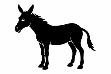 donkey silhouette vector, black donkey silhouette vector illustration on white background