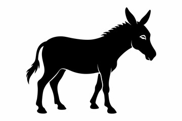 donkey silhouette vector, black donkey silhouette vector illustration on white background