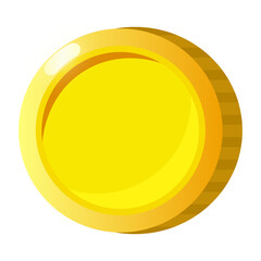 Gold money coin icon. Cartoon vector illustration for games or apps.