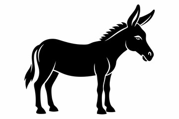donkey silhouette vector, black donkey silhouette vector illustration on white background