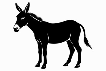 donkey silhouette vector, black donkey silhouette vector illustration on white background