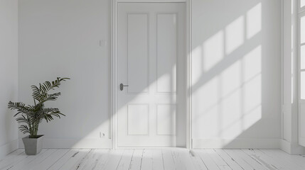 Obraz premium White door on empty wall background with copy space