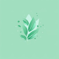 A clean, green-themed logo for an organic skincare brand with leaf and droplet motifs on a solid mint green background.