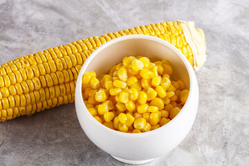 Marinated corn in the bowl