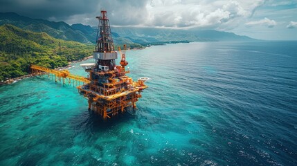Obraz premium Offshore Oil Platform in Tropical Waters