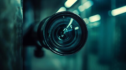 Close-up of a Surveillance Camera Lens