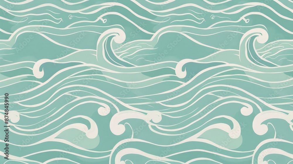 Sticker seafoam jade wave pattern minimal vector illustrat 036