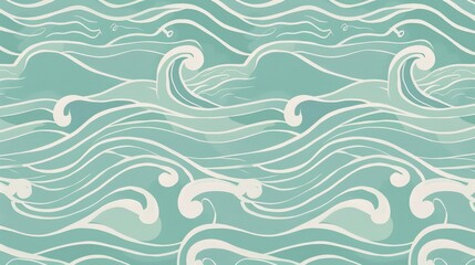 Seafoam jade wave pattern minimal vector illustrat  036