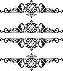 Ornament silhouette vector art illustration. floral vine, border, Corner Black Elements Vector design.