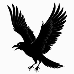 Crow vector illustration, bird isolated on white,Crow silhouette, eagle vector art