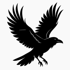 Crow vector illustration, bird isolated on white,Crow silhouette, eagle vector art