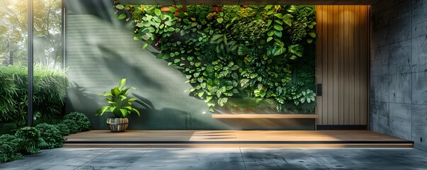 Smart Home with Biophilic Design Featuring Green Walls and Natural Materials for Enhanced Well being