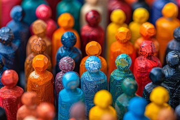 Obraz premium Vibrant human figures with diverse traits and abilities, categorized by their desires and buying ability for marketing purposes.