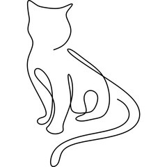 Monoline Cat Line Art