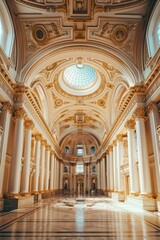 Obraz premium Baroque, Barocco Ornate Marble Ceiling Non-Linear Reformation Design with Intricate Accents Depicting Classic Elegance and Architectural Beauty