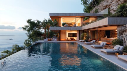 Modern Cliffside Villa with Infinity Pool