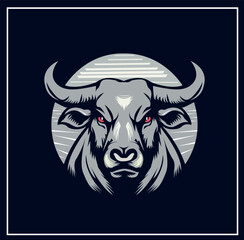 horns bull head vector logo.