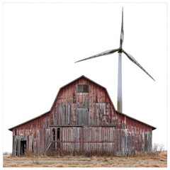 Red Barn with Wind Turbine in the Background