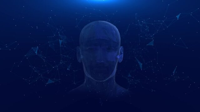 Futuristic human brain ai connection lights digital artificial intelligence technology innovation businesses, data science Robot face virtual human, Virtual character digital clone, Brain Algorithm