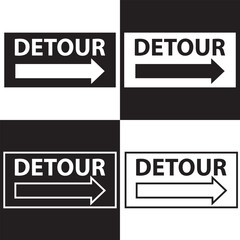 Detour sign line icon. isolated on white and black background. EPS 10