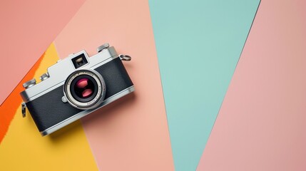 Fototapeta premium Vintage Camera on Colorful Background