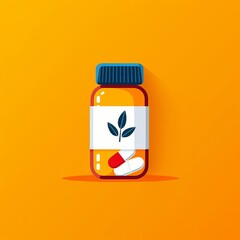 Obraz premium Healthcare Essentials Prescription Bottle and Pills Illustration