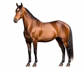 Obraz premium Majestic Brown Horse Isolated on White