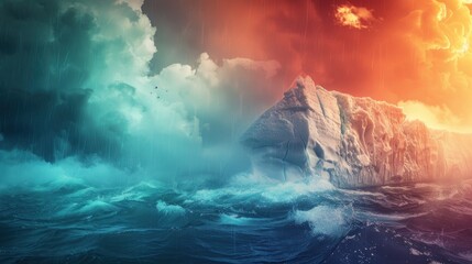 Iceberg Under a Dramatic Sky