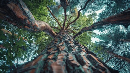 The trees in this forest seem to defy gravity as their twisted trunks and branches reach towards the sky with a surreal grace.