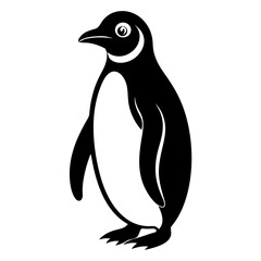 Naklejka premium Pumguim vector illustration, animal isolated on white, Pumguim silhouette, penguin on the snow vector art