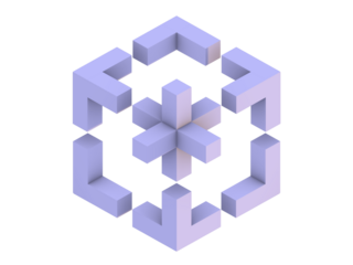 Abstract blue cube,  Optical Illusions of Impossible Objects, Red impossible cube, web design element, optical illusion. red impossible cube, web design element. PNG