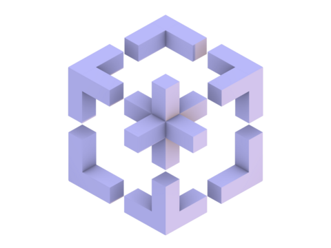 Abstract blue cube,  Optical Illusions of Impossible Objects, Red impossible cube, web design element, optical illusion. red impossible cube, web design element. PNG
