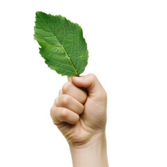 Green Leaf Held by a Hand