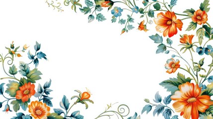 Obraz premium Spanish style floral border white background for web page Generated with AI
