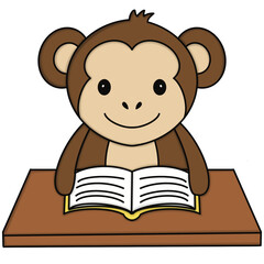 Monkey reading book