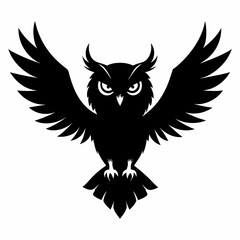 Owl vector illustration, bird  isolated on white, Snow Owl silhouette, Snow Owl vector art