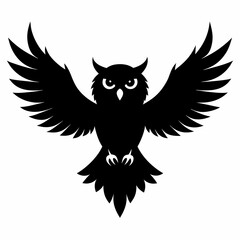 Owl vector illustration, bird  isolated on white, Snow Owl silhouette, Snow Owl vector art