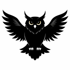 Owl vector illustration, bird  isolated on white, Snow Owl silhouette, Snow Owl vector art