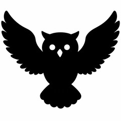 Owl vector illustration, bird  isolated on white, Snow Owl silhouette, Snow Owl vector art