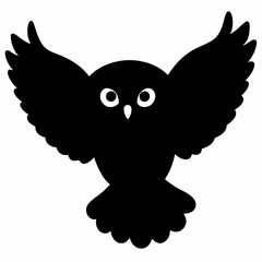 Owl vector illustration, bird  isolated on white, Snow Owl silhouette, Snow Owl vector art