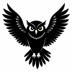 Owl vector illustration, bird  isolated on white, Snow Owl silhouette, Snow Owl vector art