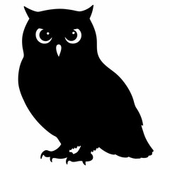 Owl vector illustration, bird  isolated on white, Snow Owl silhouette, Snow Owl vector art