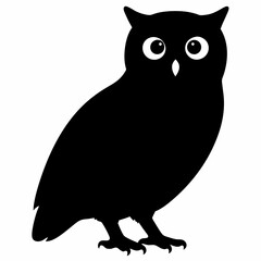 Owl vector illustration, bird  isolated on white, Snow Owl silhouette, Snow Owl vector art