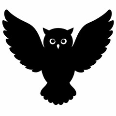 Owl vector illustration, bird  isolated on white, Snow Owl silhouette, Snow Owl vector art