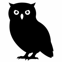 Owl vector illustration, bird  isolated on white, Snow Owl silhouette, Snow Owl vector art